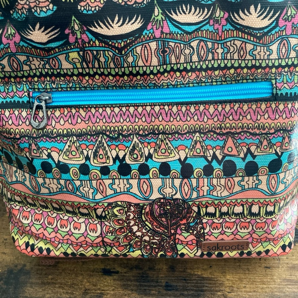 NWT SAKROOTS Multicolor Coated Canvas Large Cargo Backpack - Picture 3 of 13